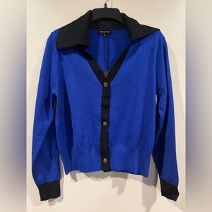 Area Stars Blue and Black Women's Cardigan Sweater Size Large NWT